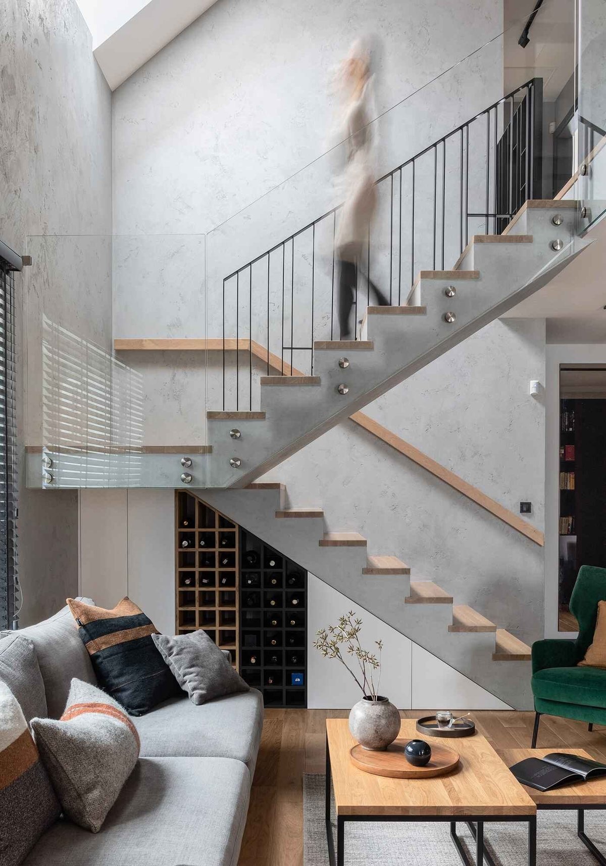 Renovated staircase and living room